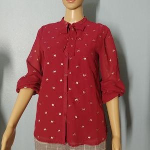 Tommy Hilfiger - Maroon Button Down Blouse
